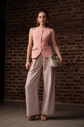 Button Down Sleeveless Vest-Pink